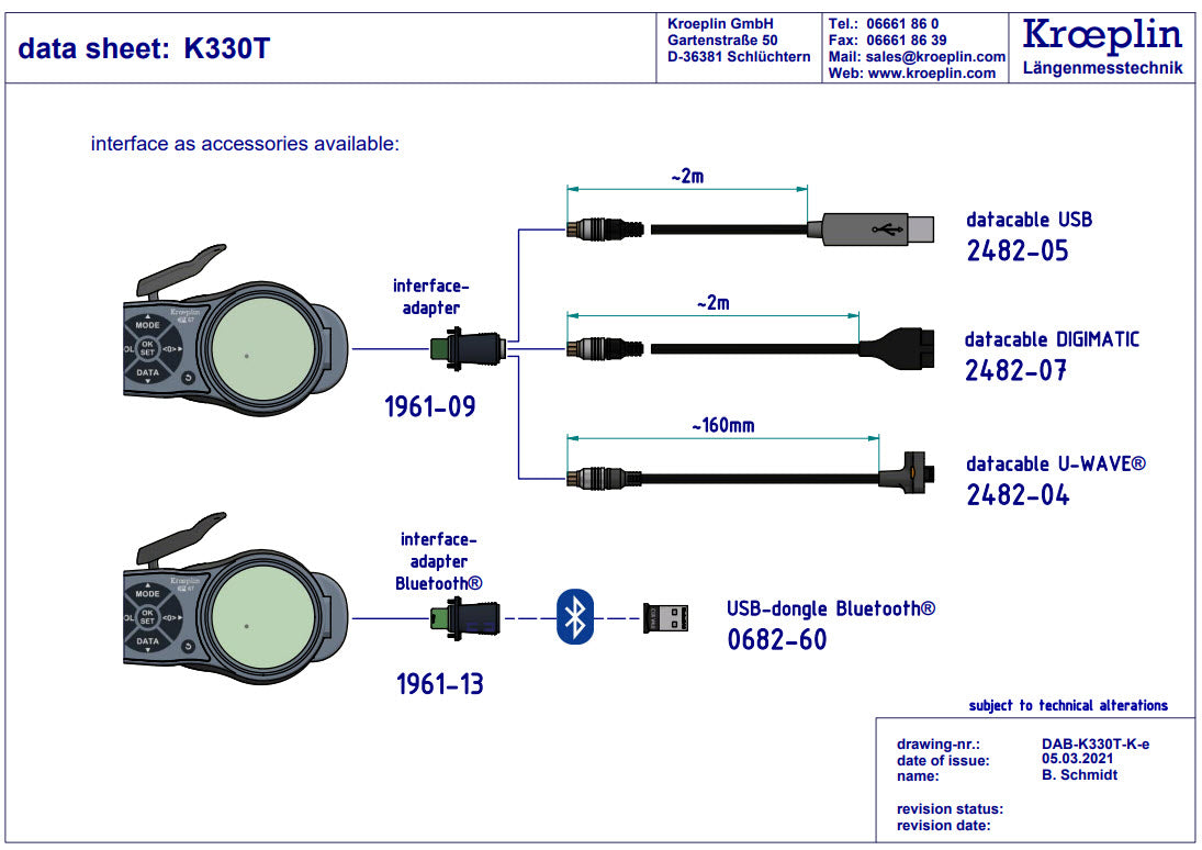 Kroeplin External Digital Caliper Gauge K330T, 0-30mm With Disc 50mm ( Mitutoyo Equivalent 209-953)