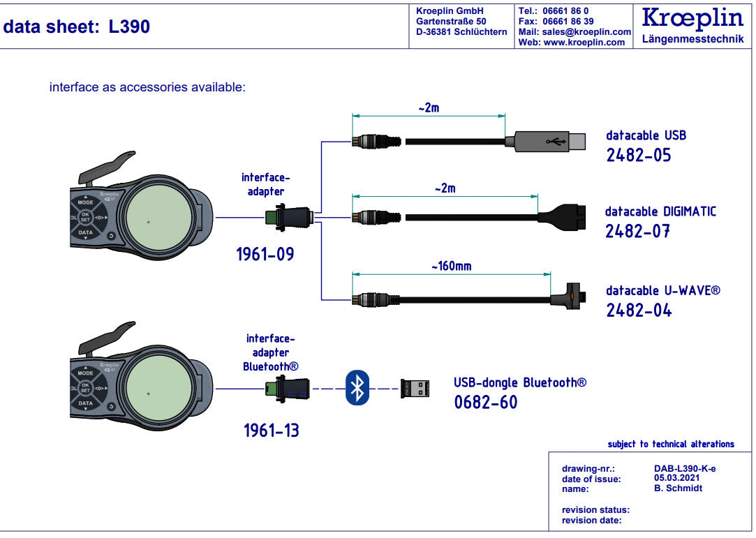 Kroeplin Internal Digital Caliper Gauge L390, 90-120mm/3.6-4.8" ( Mitutoyo Equivalent 209-949)