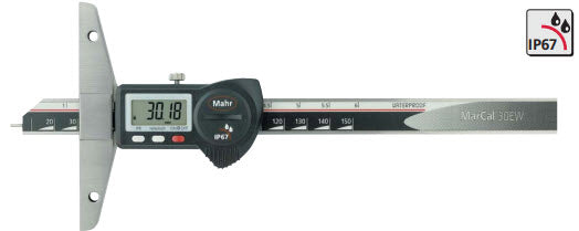 Mahr 4126601 Digital Depth Gauge IP 67 Model: 30EW Range: 300mm/12" Resolution: .01mm/.0005" Base Length: 150mm Waterproof: IP67