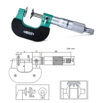 Insize Disc Micrometer Rotating type 0-25mm x .01mm Anvils 20mm 3282-25