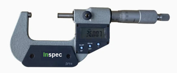 Inspec Digital Micrometer 130-02-414 Range 25-50mm/1-2" Resolution .00005"/.001mm