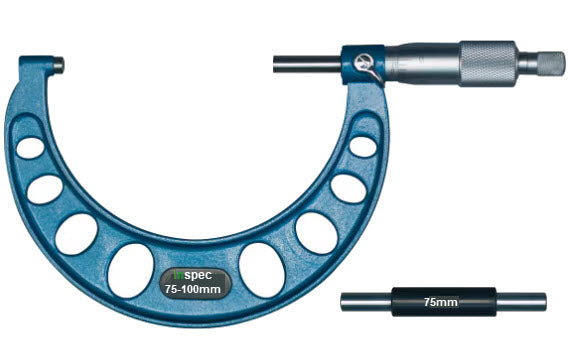 Inspec 106-04-000 Outside Micrometer 75-100mm Carbide Measuring faces Painted on fine cast frame Graduation .01mm