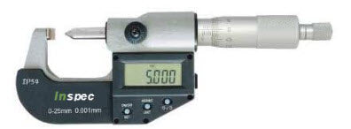 Inspec Single Point Micrometer 232-51-410 Range 0-1"/0-25mm resolution .001mm/.00005", 60 degree spindle