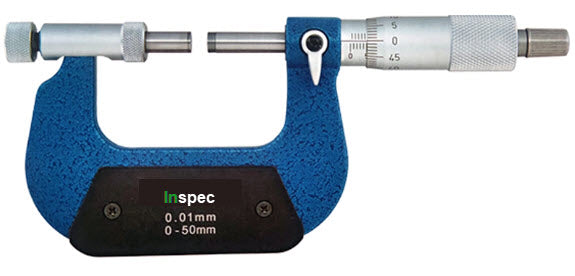 Inspec Micrometer with anvil attachment 101-01-200 Range 0-50mm Graduation .01mm