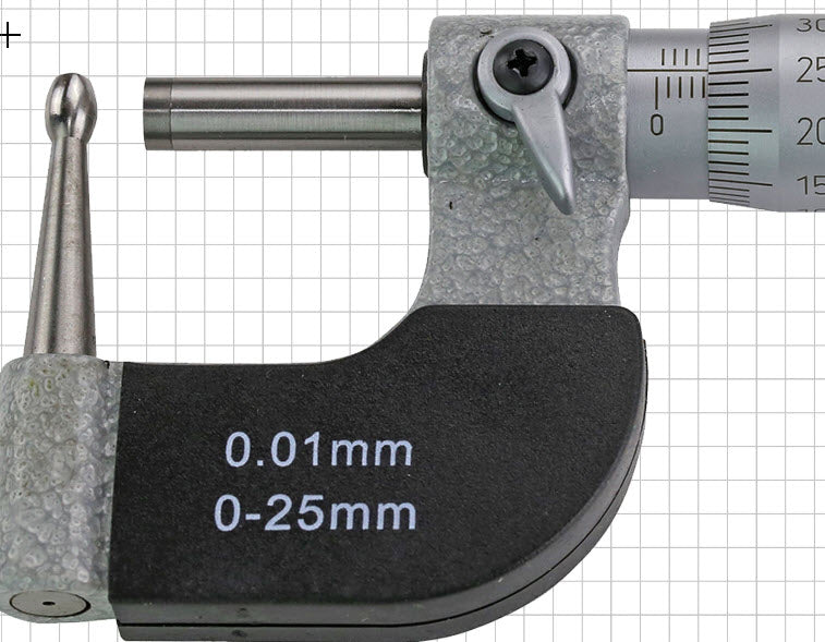 Inspec Tube Micrometer 0-25mm x.01mm Code 200-71-300 Spherical Anvil, Flat Spindle