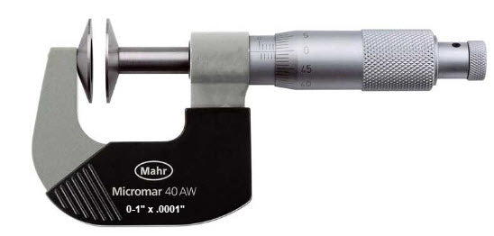 Mahr 40AW Mechanical Micrometers  Micromar Non Rotating Disc Micrometer, Range 0-1'' x .0001'' 4134950