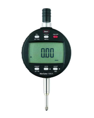 Mahr 4337155 Digital Indicators MarCator 1086 R, Range 12.5mm/.5'' Resolution 0.01 mm / .0005“ Accuracy 0.02mm Repeatability 0.01mm Force 0.65 - 0.90N Stem 3/8''