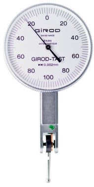 Girod Indicator GT 1453, Graduation: .002mm, Range: 0.2mm Reading: 0-100-0, Face 37mm, Stylus 12mm, DIN 2270