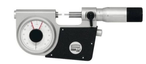 Steinmeyer Feinmess Suhl Indicating Spline Micrometer 0-25mm code 76053704520-IND25, accuracy Standard DIN 863 Micrometer reading .01mm Indicator .001mm with reduced anvils 3mm x 10mm