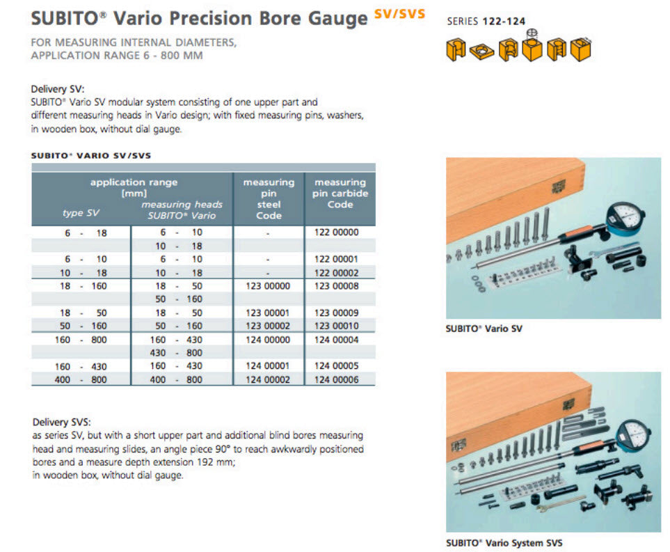 Schwenk 12300009 Vario SV Precision bore gauge range 18-50mm with carbide pins, Without Indicator