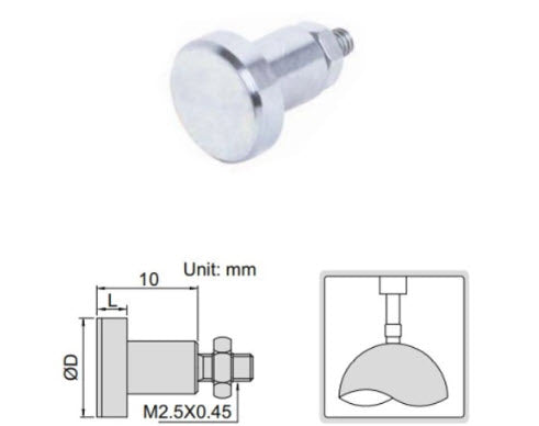 Flat Contact Point, Length INSIZE 30mm (6282-1205) m2.5 x .45mm Steel