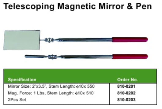 MHC 810-0201  Telescopic Mirror size 2" x 3.5" Length 550mm
