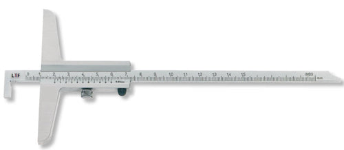 LTF Vernier Depth Gauge 150mm  x 80mm base 02310 Vernier: 0.05 mm. DIN 862 with Hook