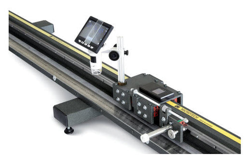 Computerized ruler & tape calibrator Wireless with LED microscope 0-3000mm x .01 system 258030005 with Wireless & Umm Stand equipped with computerized micron measuring SB data output and hi-res 12 inch LED microscope.