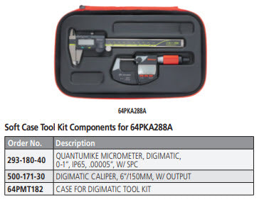 Mitutoyo Soft Case Tool Kit Components for 64PKA288A