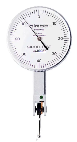 Girod Horizontal Indicator GT 1452A, Graduation: .0005", Range: .030", Reading: 0-15-0, Face 1.5'', Stylus .5'', DIN 2270