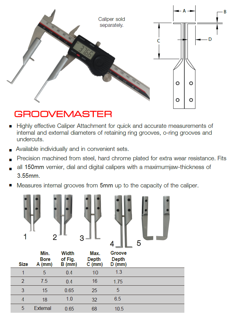 P4036-5S GROOVEMASTER Set of 5 pcs., 1 ea. of all size