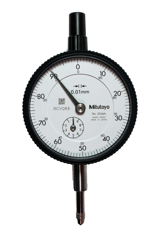 Dial Gauge, Flat Back, ISO Type Shockproof, 10mm, 0,01mm 2046AB-09