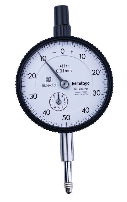 Dial Gauge, Flat Back, ANSI/AGD Type 10mm, 0,01mm 2047AB-01