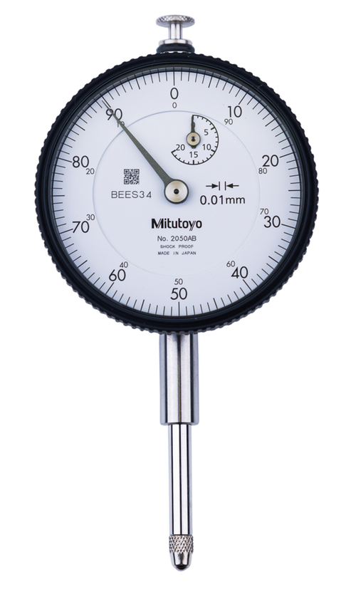 Dial Gauge, Flat back, ISO Type 20mm, 0,01mm 2050AB