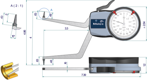 Mitutoyo Internal Dial Caliper Gauge 3,2-4" 209-360