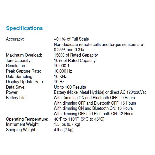 Chatillon DFS2-025 With Intergrated Load cell 400 ozf, 25 lbf, 10000gf, 10Kgf, 100 N (With Output and Nexygen DF Software)