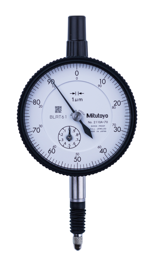 Dial Gauge, Flat Back, ISO Type IP64, Jewelled Bearing, Shockproof, 1mm, 0,001mm 2110AB-70
