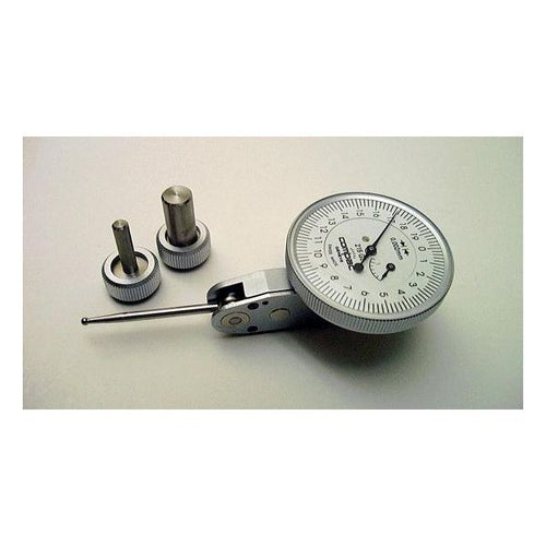 Compac, Brown & Sharpe TESA Long Stylus 212L Lever Dial Test Indicator, Horizontal Type, M1.6 Thread, 4mm Stem Dia., White Dial, 0-50-100 Reading, 40mm Dial Dia., 0-3mm Range, 0.01mm Graduation, +/-0.026mm Accuracy, Long Stylus 36mm