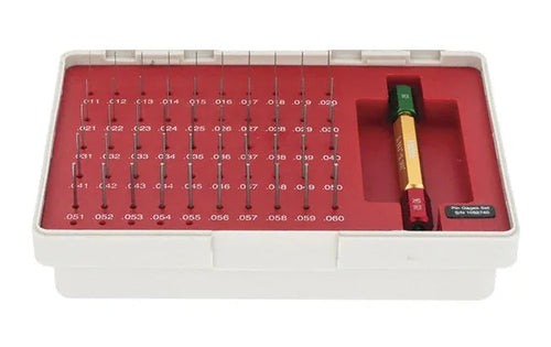 MHC Pin Sets Class ZZ Pin Sets M0-Minus Range : .011"-060" Class : ZZ Tolerance : -.0002" Number of pins : 50 With Handle 616-8201