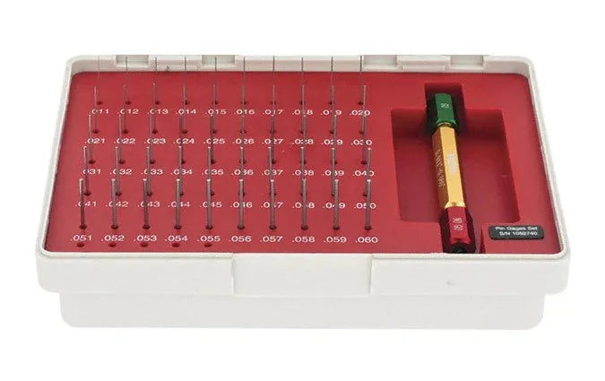 MHC Pin Sets Class ZZ Pin Sets M0-Minus Range : .011"-060" Class : ZZ Tolerance : -.0002" Number of pins : 50 With Handle 616-8201