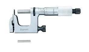 Starrett Uni Mike Mul-T-Anvil Micrometer, Ratchet Thimble, Round and Flat Anvil, 0-25mm Range, 220MARL-25
