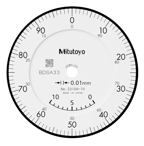 Dial Gauge, Lug Back, ISO Type Jewelled Bearing, 10mm, 0,01mm 2310A-10
