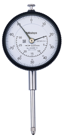 Dial Gauge, Flat Back, ISO Type Jewelled Bearing, 30mm, 0,01mm 2330AB-10