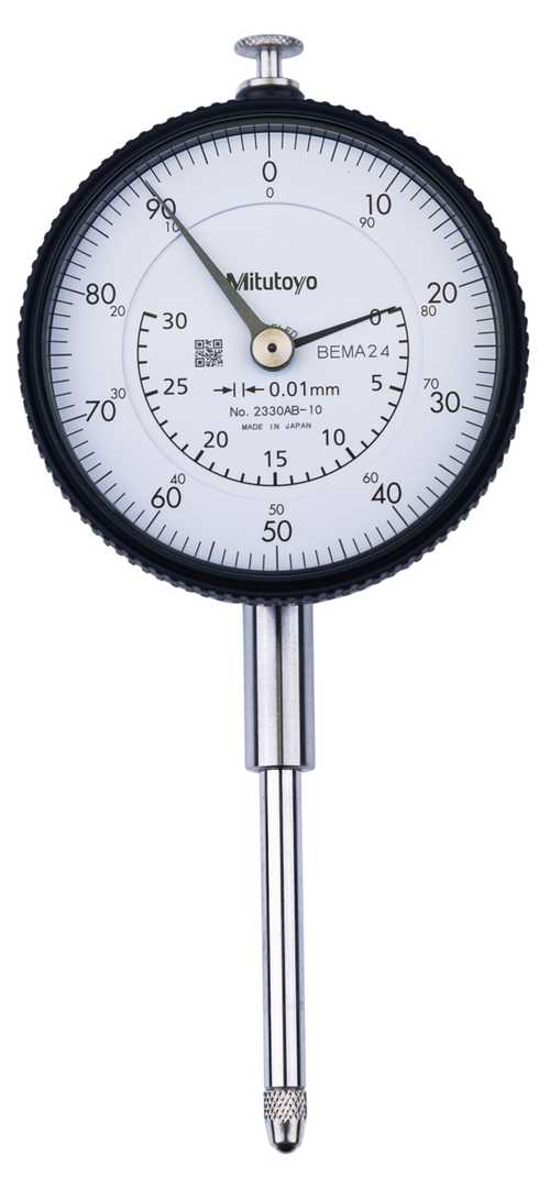 Dial Gauge, Flat Back, ISO Type Jewelled Bearing, 30mm, 0,01mm 2330AB-10