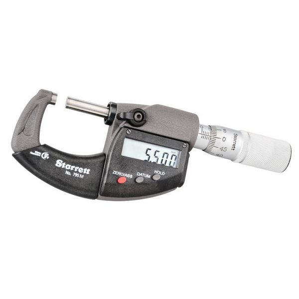 Starrett 795MEXFL-25 Electronic Micrometers (0-1-Inch/0-25mm) provide an IP67 protection with RS232 output