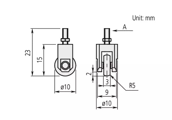 Mitutoyo 901954 Hardened Steel Roller Point Extension Rod, Ø10 x 3mm