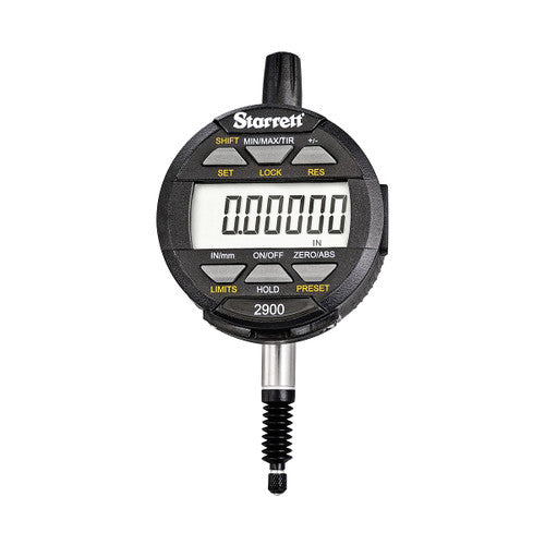 Starrett 2900-6 Electronic Digital Indicator 2900 IP67 Protection, SPC Output, .5"/12mm Range, 0.01mm/0.001mm/.0005"/.0001"/.00005" Res.