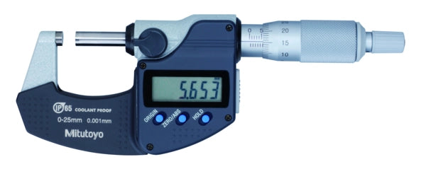 Mitutoyo Digital Micrometer IP65, Metric 0-25mm, with Output Item number: 293-230-30 Ratchet Stop