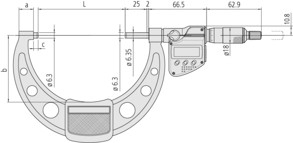 Mitutoyo Digital Micrometer IP65, Inch/Metric 250-275mm/10-11", with Output Item number: 293-356-30 Ratchet stop