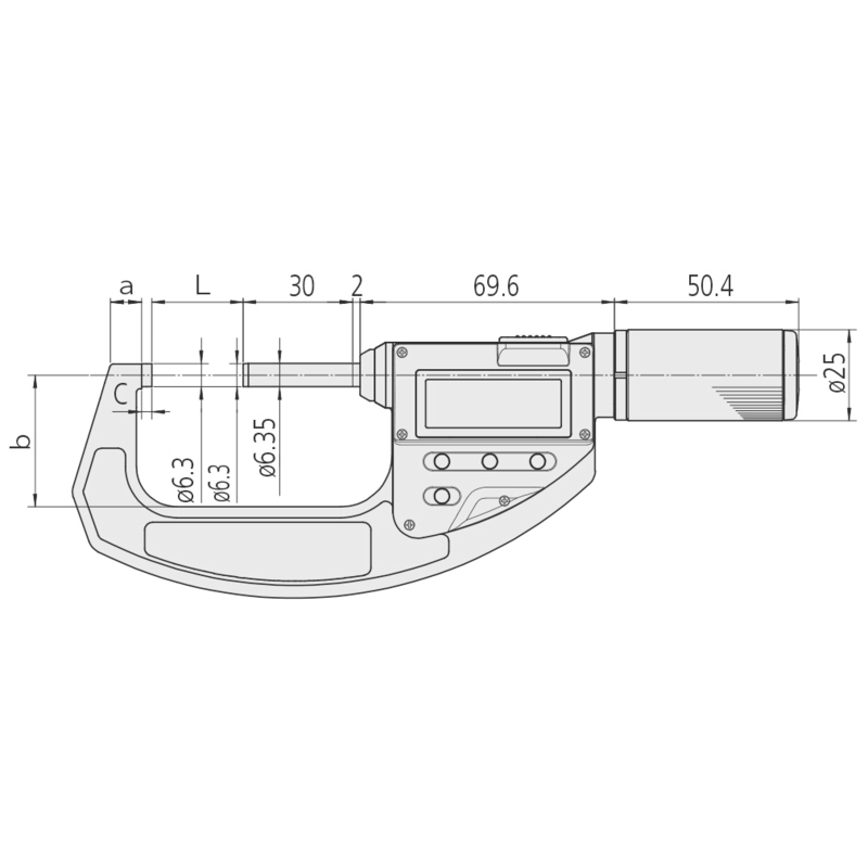 Mitutoyo Digital Absolute Micrometer QuickMike Inch/Metric, 50-80mm/2-3.2" 293-678