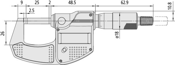 Mitutoyo Metric Digimatic Micrometer 0-25mm/.0-1" W/O Output  Resolution .0010mm/.00005" Friction Thimble 293-832-30