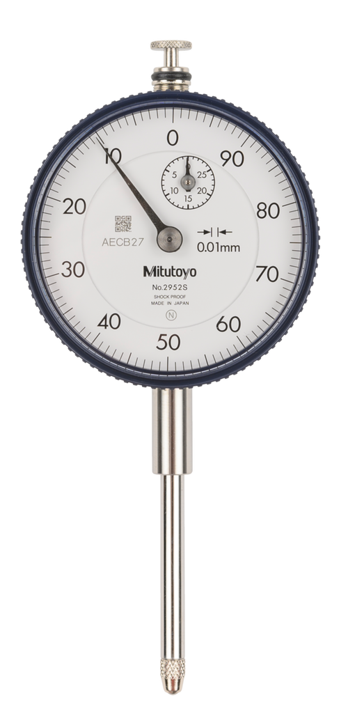 Dial Gauge, Flat Back, ISO Type Reverse Dial Face, 30mm, 0,01mm 2952AB