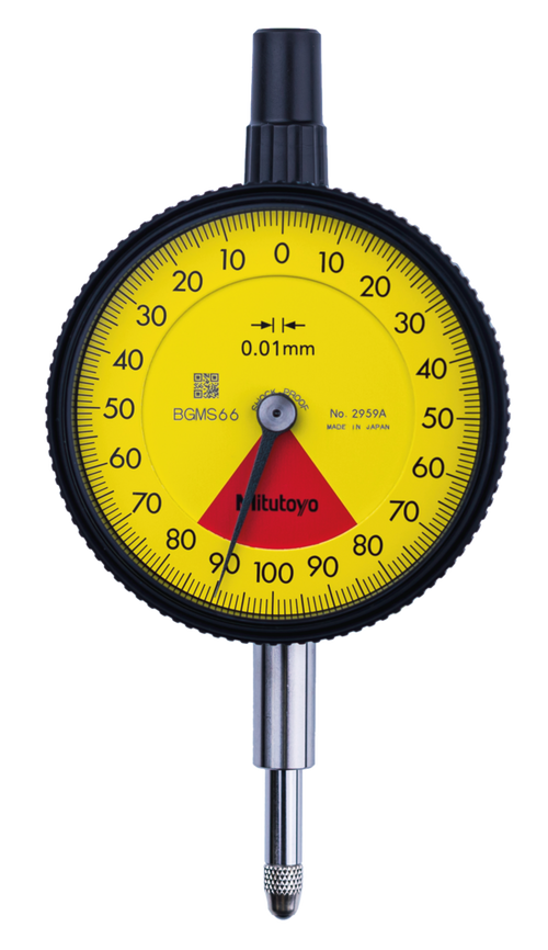 Dial Gauge, Lug Back, ISO Type One Revolution, Shockproof, 1,6mm, 0,01mm 2959A
