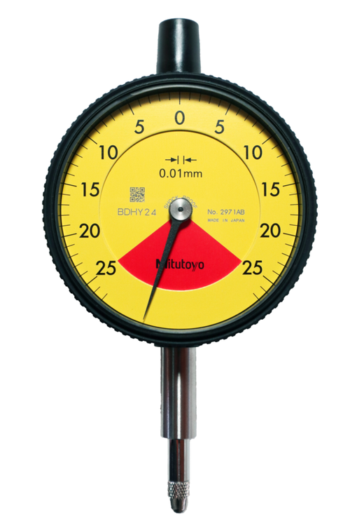 Dial Gauge, Flat Back, ISO Type One Revolution, Shock- & Dustproof, 0,5mm, 0,01mm 2971AB
