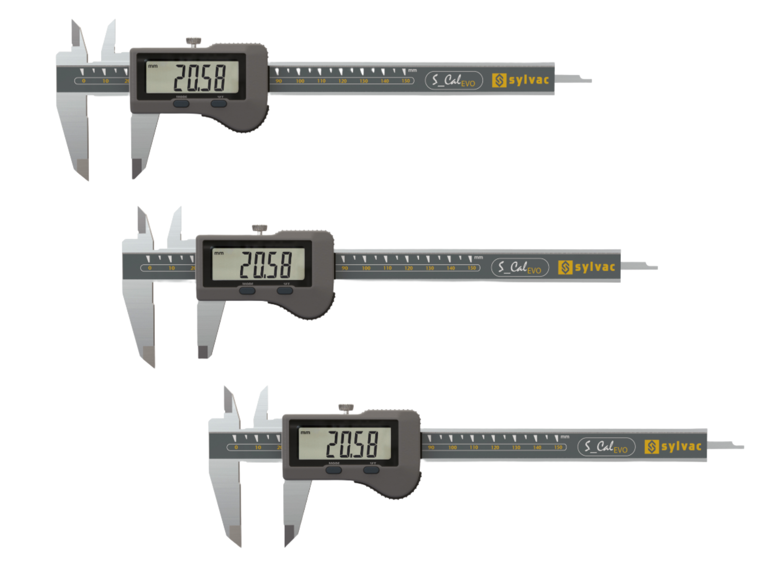 Trio Pack - Sylvac S_CAL Digital Caliper 0-150mm IP67 (Square Depth Rod)