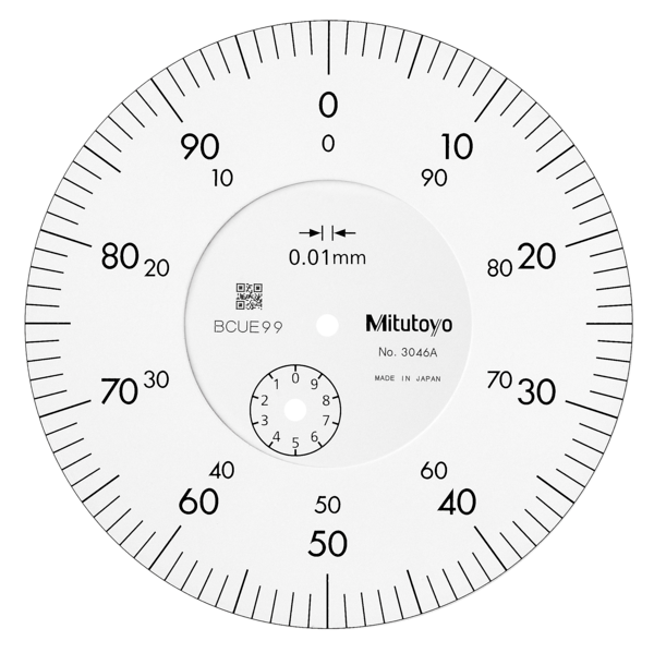 Dial Gauge, Lug Back, ISO Type 10mm, 0,01mm 3046F Scale ±0-100