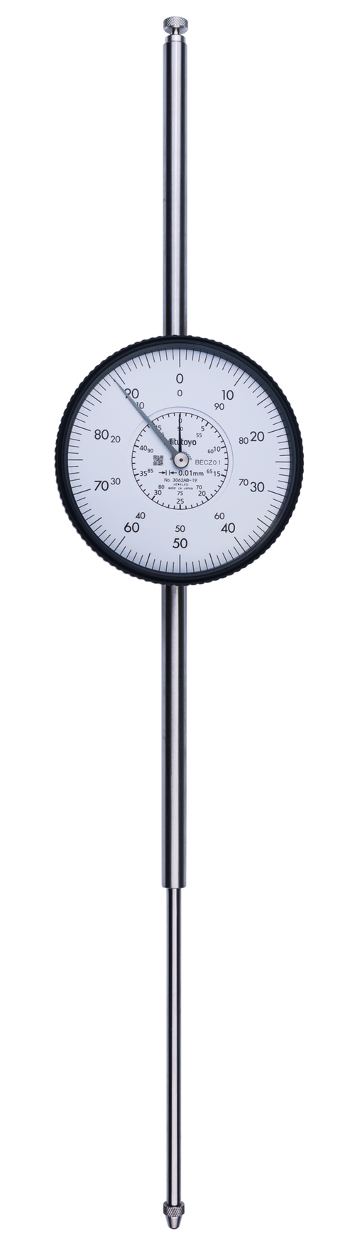 Dial Gauge, Flat Back, ISO Type Jewelled Bearing, Shockproof, 100mm, 0,01mm 3062AB-19