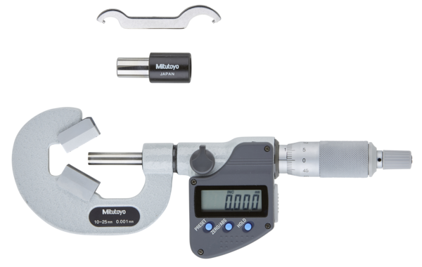 Mitutoyo Digital 3 Flute V-Anvil Micrometer 0,4-1", with Groove 314-352-30