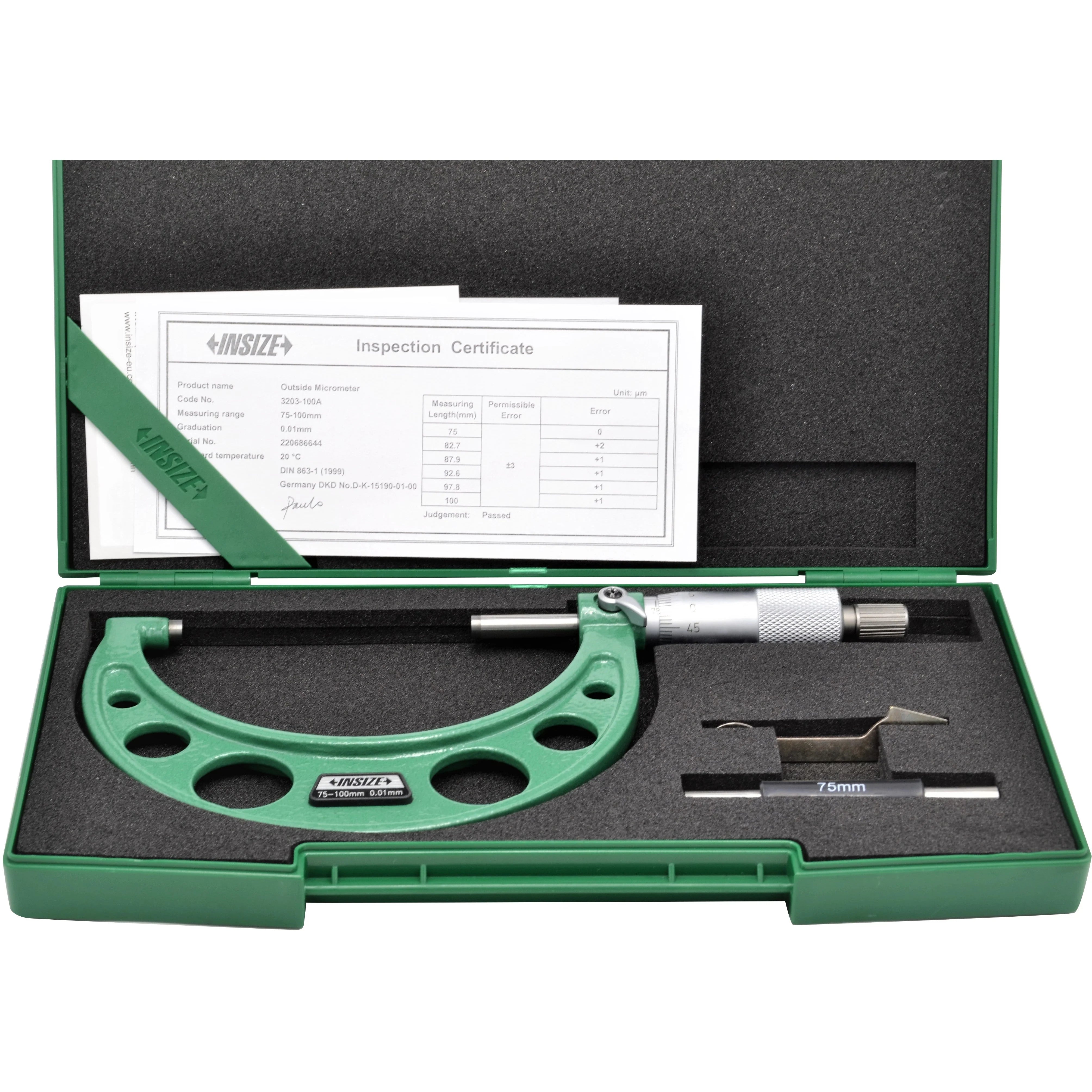 Insize Mechanical micrometers without heat shield 75-100mm x.01mm 3203-100