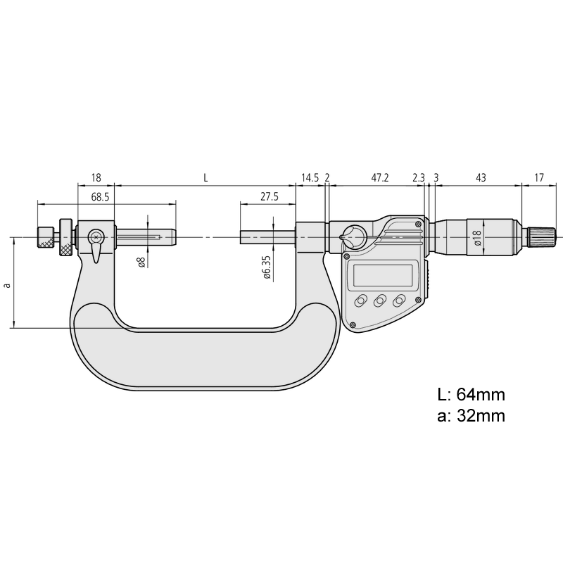 Mitutoyo Digital Gear Tooth Micrometer IP65 Inch/Metric, 0-1" 324-351-30